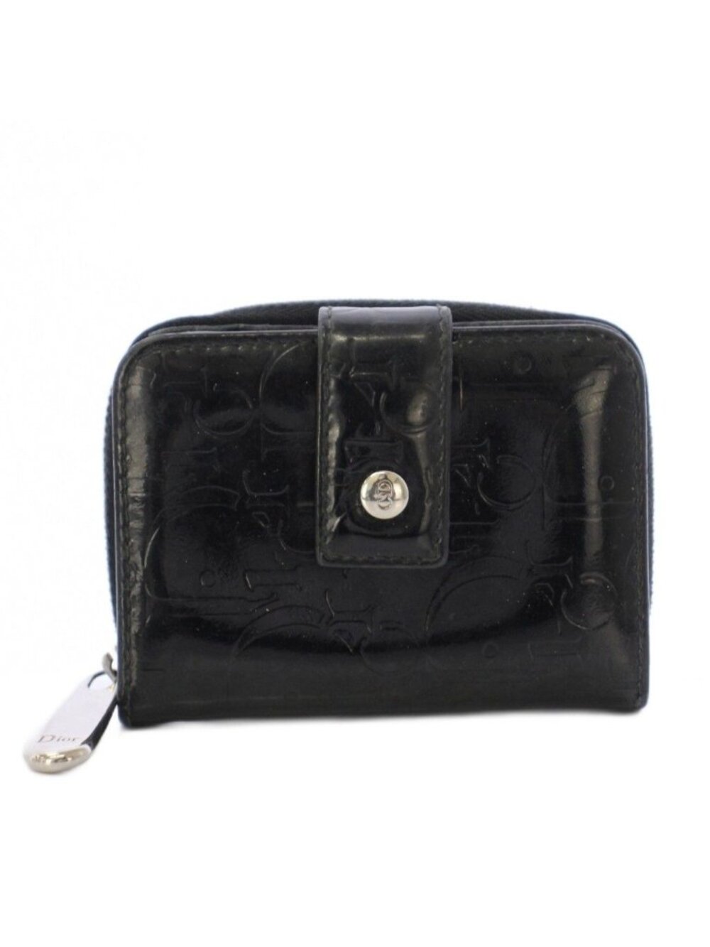 Dior Trotter Wallet Bifold Coin Purse Patent Black